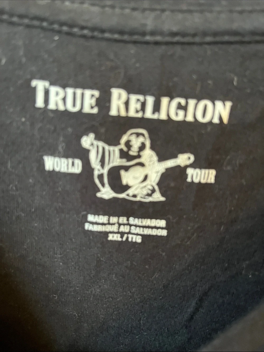 Black on black True Religion Short-Sleeve Tee with Skull Graphic